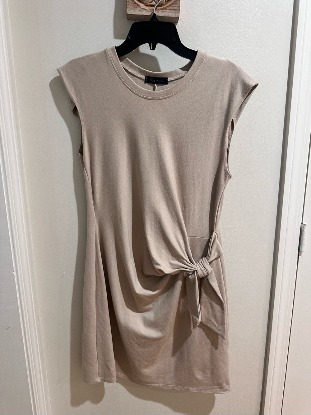 Knot-Side Midi Dress in Taupe